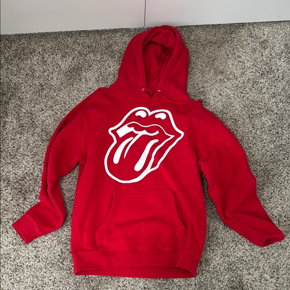 Rolling Stones Red Crewneck Sweater with Iconic Logo